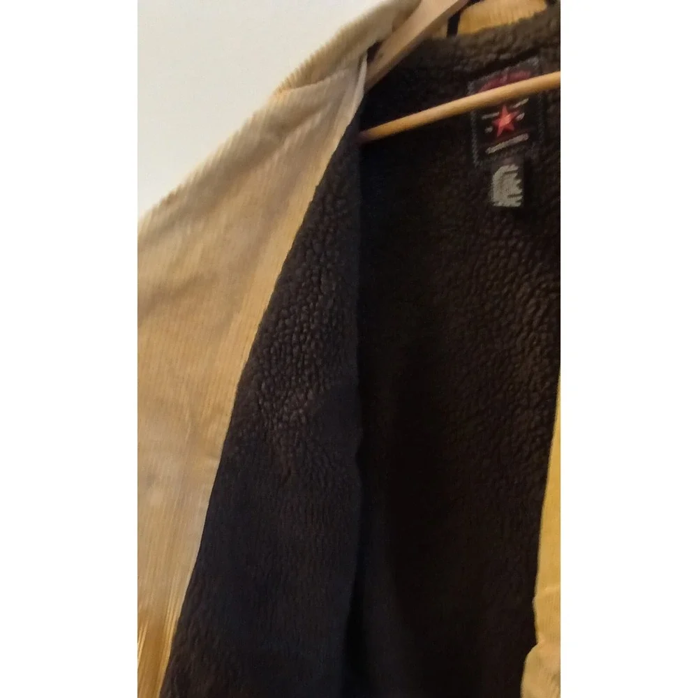 American Eagle Oversized Corduroy Coat Shearling Sherpa Lined Men's Medium Beige